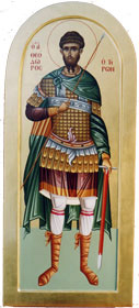Saint Theodoros the Teron 68cm*30cm Acrylic & Gold leaf on wood